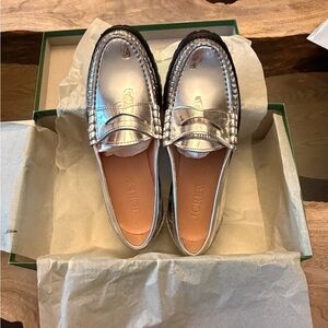 J. Crew Metallic Silver Loafer 6.5